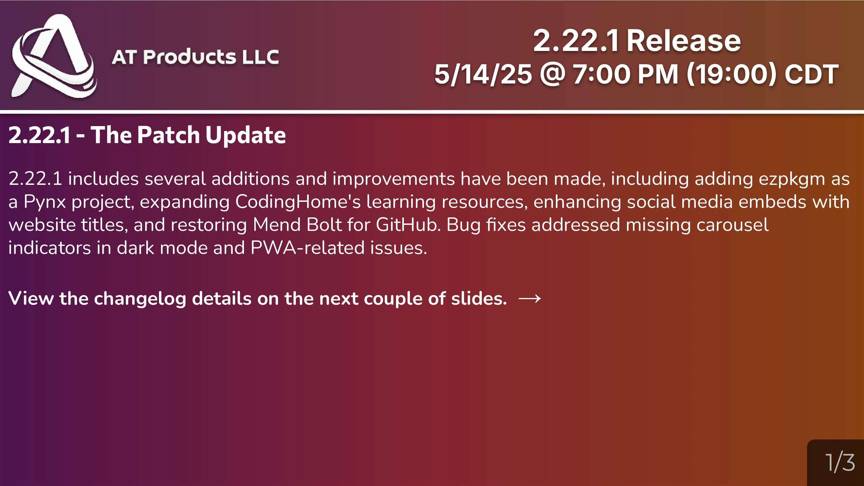 2.22.1 Release Slide 1